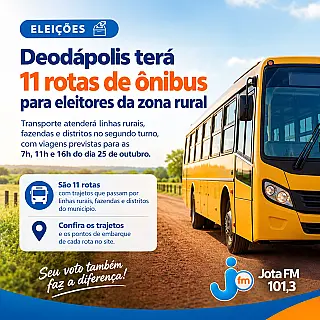 Deodápolis terá 11 rotas de ônibus para eleitores da zona rural