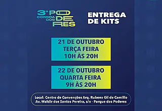 Entrega de kits para a 3ª Corrida dos Poderes começa amanhã, dia 21