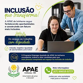 APAE de Ivinhema fortalece oportunidades para pessoas com deficiência no mercado de trabalho.