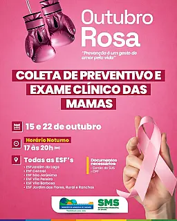 Outubro Rosa amplia atendimento à saúde da mulher em Aparecida do Taboado