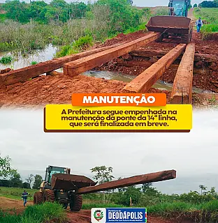 Prefeitura Trabalha na Recuperação da Ponte da 14ª Linha Nascente.