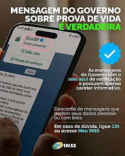 INSS envia mensagens sobre Prova de Vida e alerta beneficiários contra golpes