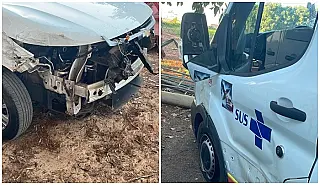Homens são presos após furtarem ambulância e colidirem com veículos da secretaria de saúde