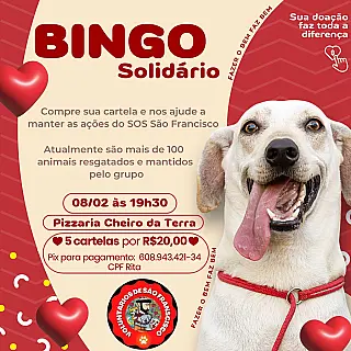 Bingo Solidário em prol do grupo SOS São Francisco acontece neste sábado