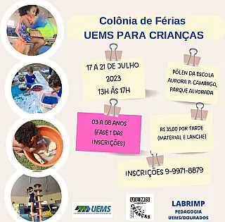Colônia de férias do UEMS para crianças será de 17 a 21 de julho