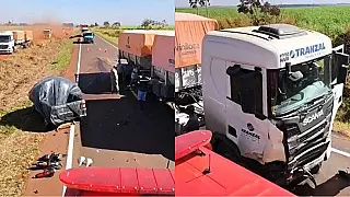 Motorista morre em batida entre picape e carreta em rodovia de Dourados