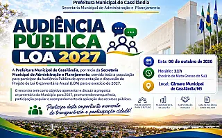 Cassilândia realiza audiência pública para apresentação da LOA 2027