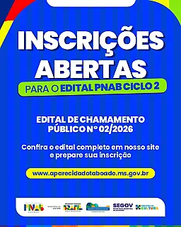 Aparecida do Taboado abre edital da Política Nacional Aldir Blanc para fomentar projetos culturais
