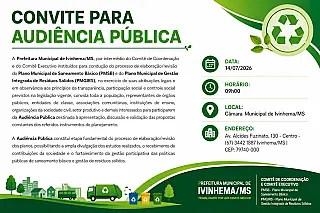Prefeitura de Ivinhema realizará amanhã audiência Pública sobre saneamento básico