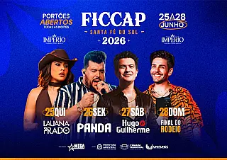 FICCAP 2026 terá shows nacionais, rodeio e entrada gratuita em Santa Fé do Sul