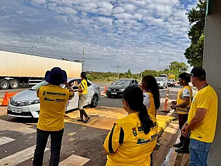 DEMUTRAN encerra campanha Maio Amarelo com ação educativa na BR-436 em Aparecida do Taboado