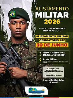 Alistamento Militar 2026 segue aberto para jovens nascidos em 2008 até 30 de junho