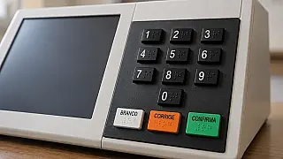 Eleitor de Chapadão do Sul cola teclas 1 e 3 de urna eletrônica