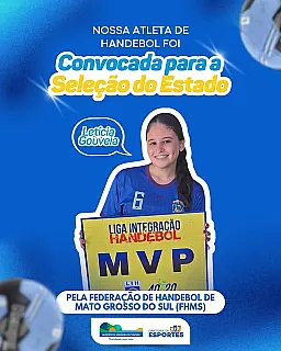Atleta de Aparecida do Taboado é convocada para treinamento da Seleção de Handebol de MS