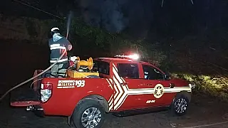Bombeiros de Dourados combatem incêndio em bambuzal