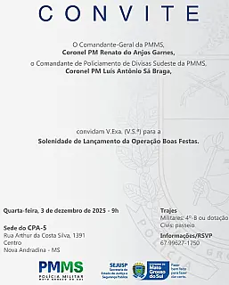 A Polícia Militar do Mato Grosso do Sul convida toda a sociedade!