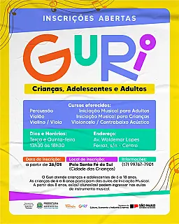  Prefeitura de Santa Fé do Sul abre inscrições para o Projeto Guri