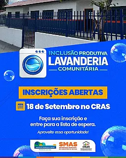 Lavanderia Comunitária abre inscrições em Aparecida do Taboado