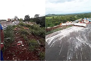 Acidente  deixa motorista de caminhão em estado grave