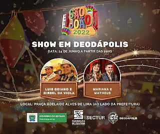 Festa de São João terá atrações de cantores sertanejos em Deodápolis