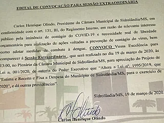 Câmara realiza extraordinária hoje para votar pedido de suplementação do Executivo