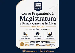 Esmagis encerra inscrições para curso preparatório destinado às carreiras jurídicas estaduais