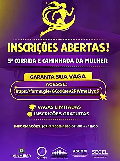 Inscrições abertas para a 5ª Corrida e Caminhada da Mulher