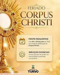 Aparecida do Taboado terá ponto facultativo após feriado de Corpus Christi