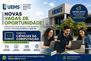 UEMS abre inscrições para novo curso gratuito de Licenciatura em Computação com vagas para Ivinhema