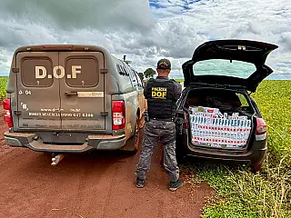 DOF apreende carro com cigarros contrabandeados na MS-270 em Itaporã