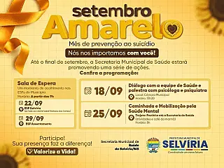 Selvíria mantém programação do Setembro Amarelo