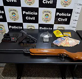 Polícia Civil apreende armas, drogas e cigarros em operação em Itaporã