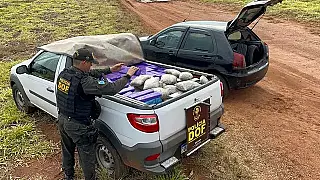 Picape Fiat Strada roubada é interceptada com 850 quilos de maconha na fronteira de MS