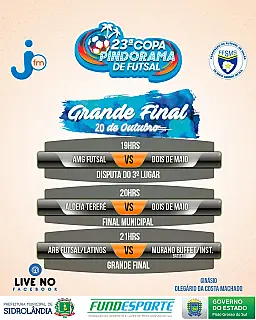 Ginásio Olegário recebe nesta sexta a final da 23° Copa Pindorama de Futsal