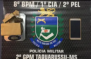 Polícia Militar prende jovem por tráfico em Taquarussu
