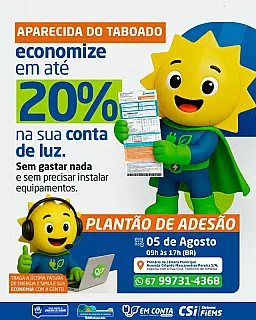 Programa oferece até 20% de desconto na conta de energia em Aparecida do Taboado