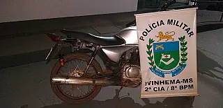 Polícia Militar de Ivinhema recupera motocicleta furtada em Nova Andradina