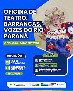 Oficina de teatro abre 30 vagas em Aparecida do Taboado