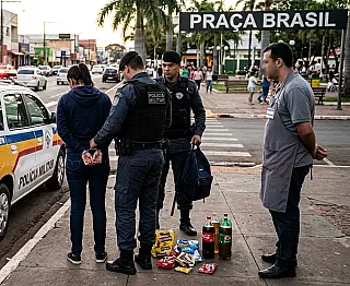 Mulher é presa após furtar biscoitos, chocolates e refrigerantes em supermercado