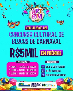Aparecida do Taboado abre inscrições para o Concurso Cultural de Blocos do Carnaval 2026
