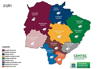 Sábado tem previsão de aumento de temperatura e chuvas isoladas em Mato Grosso do Sul