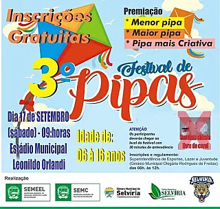 Abertas as inscrições para o 3º Festival de Pipas