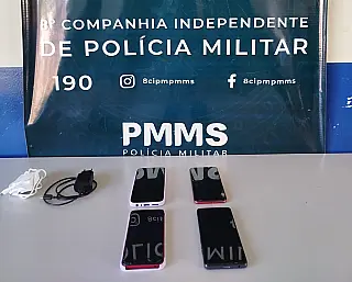 Trio é apreendido após furtar celulares e alimentos de comércios em Sidrolândia