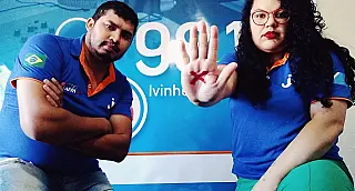 Jota FM Ivinhema em apoio a campanha Sinal vermelho, contra á violência doméstica.