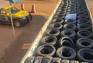 Polícia apreende carga de pneus avaliada em R$ 250 mil na MS-164