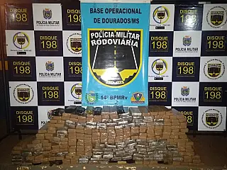 Veículo apreendido na MS-379 transportava 278 tabletes da droga seria levado para Laguna Carapã