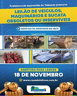 Prefeitura de Aparecida do Taboado realiza leilão de veículos inservíveis