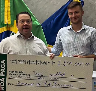 Rio Brilhante recebe emenda de R$ 1,5 milhão para saúde