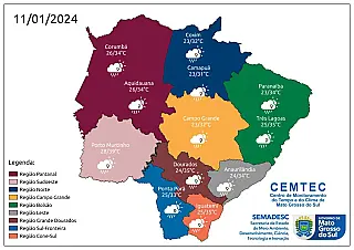 Temperaturas máximas diminuem, mas sol com nebulosidade permanece no céu de Mato Grosso do Sul