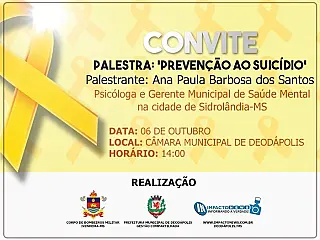 Palestra ‘Prevenção ao suicídio’ será realizada nesta sexta